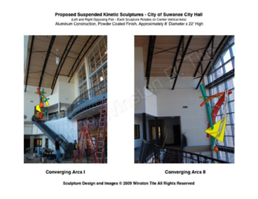 Image Sheet-Proposed Suspended Kinetic Sculptures
Converging Arcs I & II
CAD Drawing (Site Placement)
8 1/2&rdquo; x 11&rdquo;
2009