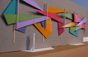 Model-Proposed Wall Sculpture
This Way or That
Balsa Wood, Bristol Bd., Illustration Bd., Cardboard, Paint
1/2&rdquo; = 1 ft.
2008